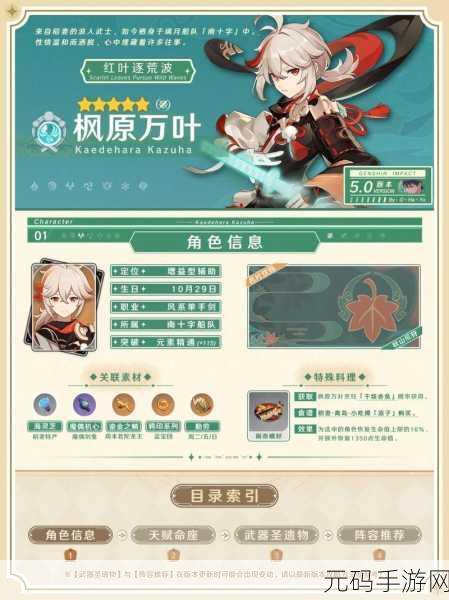 原神枫原万叶全面培养攻略