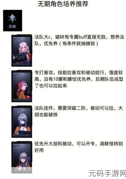 无期迷途前期角色培养全攻略,打造你的强力阵容