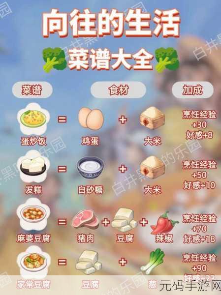 向往的生活手游必备,详尽食谱秘籍大公开