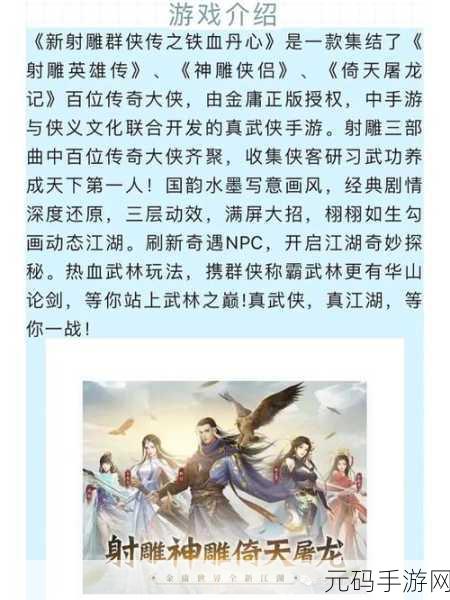 新射雕群侠传之铁血丹心,无敌阵容秘籍大公开