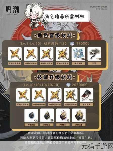 鸣潮手游凌阳培养必备材料大揭秘