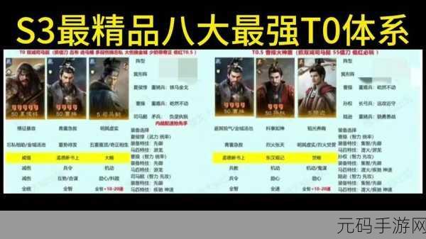 三国志s3最强阵容 T0,《三国志S3》最强阵容搭配攻略 | 版本T0配队推荐