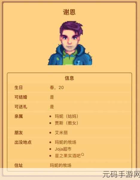 手游资讯,深入探索星露谷物语谢恩的喜好与最新动态