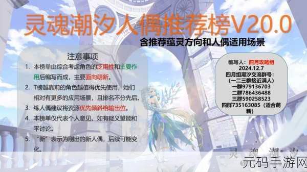 手游资讯,灵魂潮汐高强度角色详解与版本前瞻