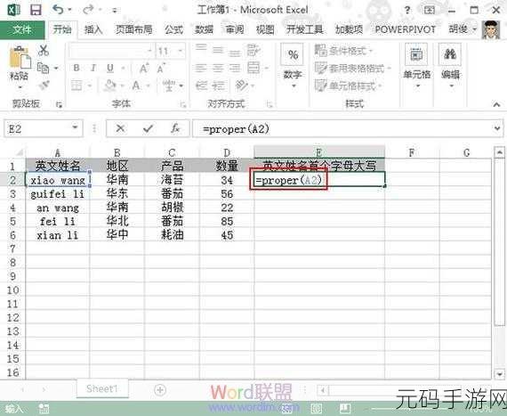 Excel 小写字母首字母变大写秘籍