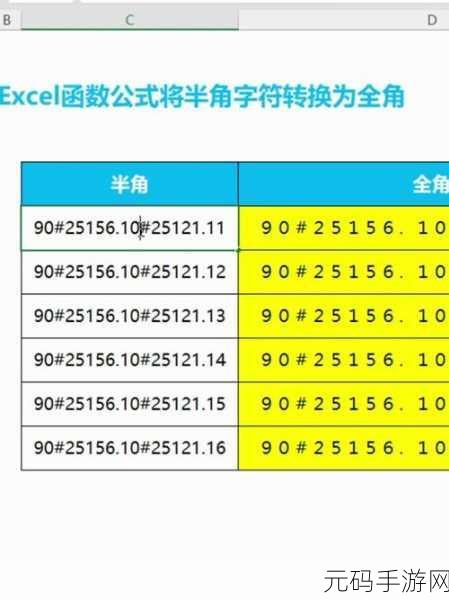 Excel 里的字符转换秘籍,全角与半角的公式魔法