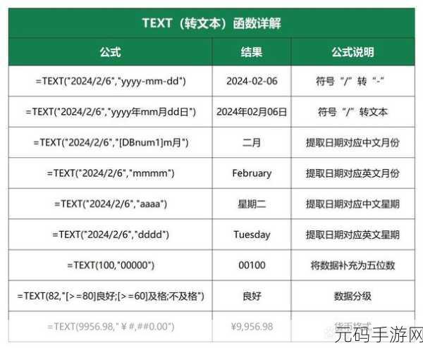 掌握 Excel 公式中 TEXT 函数的秘籍