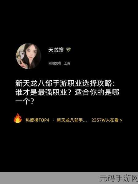天龙八部2手游新手攻略,最强职业选择与最快升级路径