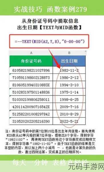 轻松掌握,用 Excel 函数精准提取身份信息中的出生年月