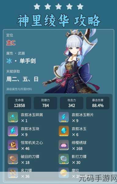 手游资讯,原神神里绫华突破材料全攻略