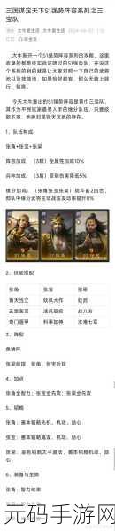 手游资讯,三国谋定天下前期阵容搭配策略深度解析