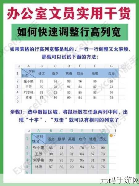 Excel 秘籍,瞬间搞定行高列宽的巧妙技巧