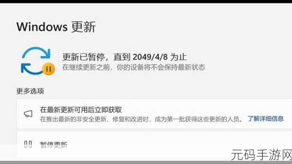 Win11 系统更新时间大变革,暂停更新时长延长