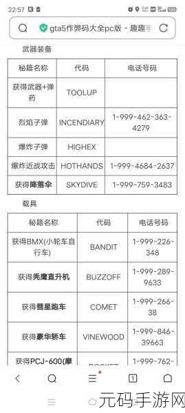 GTA5手游秘籍大全,解锁无限乐趣的作弊码指南