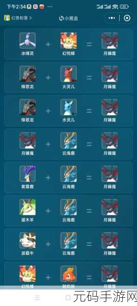 幻兽帕鲁朱雀最新繁殖公式配种一览