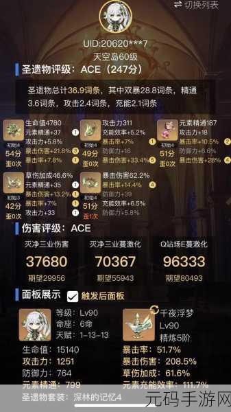 原神纳西妲0命毕业面板数值全解析