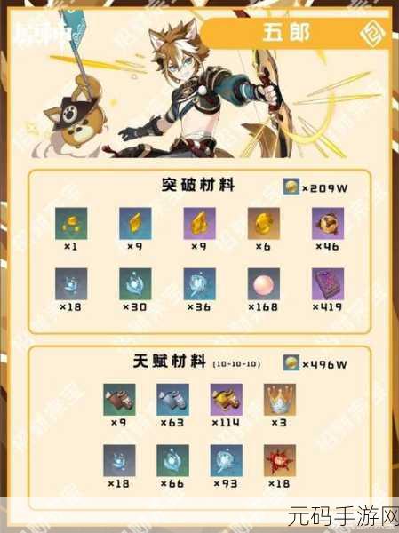 原神五郎天赋升级全攻略