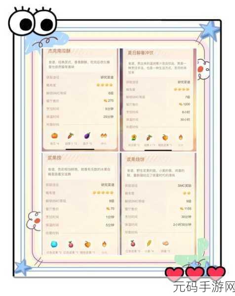 摩尔庄园手游新食谱揭秘,开心果蔬饼制作全攻略