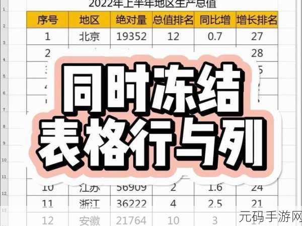 Excel 表格冻结首列秘籍大公开