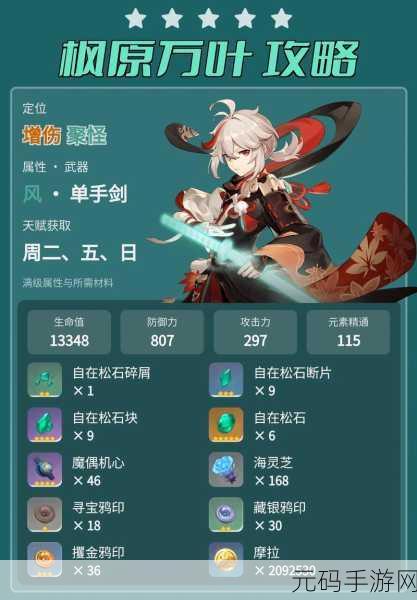手游资讯,原神万叶PV风起云涌,叶舞剑鸣深度解析与版本前瞻