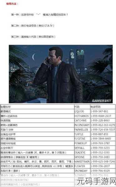GTA5PC版秘籍不全面解析引发手游界热议,玩家期待手游版秘籍曝光