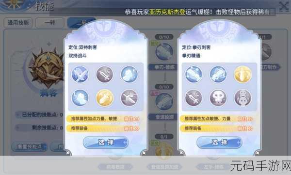 仙境传说RO手游，刺客拳刃与双刀流派深度对比及装备搭配解析